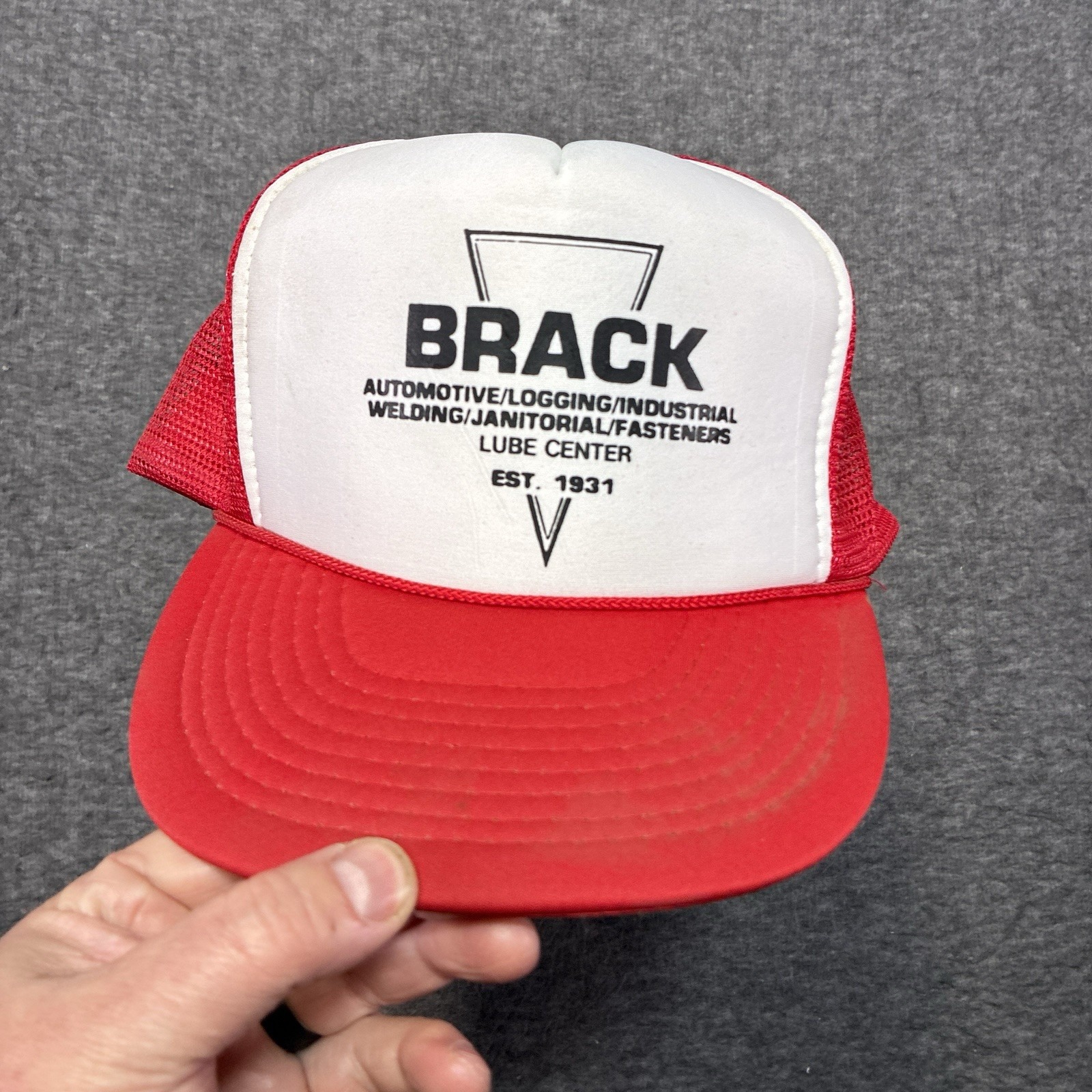 Vintage Snapback Foam Trucker Hat Nissin Oil And Lube 80s Mens Red White Rope